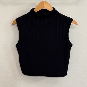 House of Harlow 1960 Black Ribbed Mock Neck Crop Top, Like New, Size Small